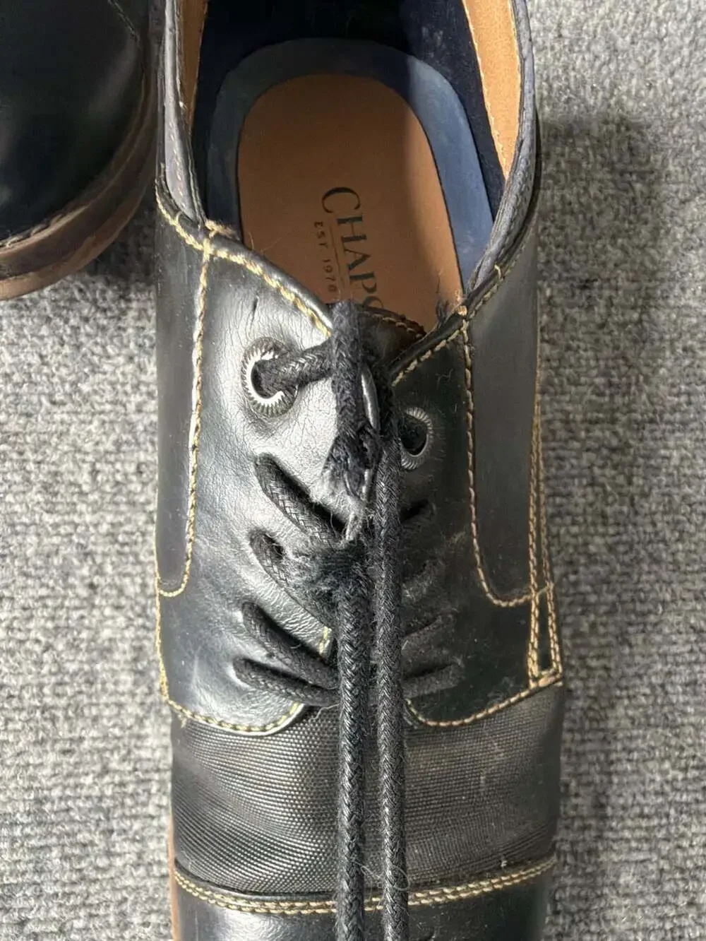 Chaps Men's Black Leather Lace-Up Cap Toe Oxford Dress Shoes